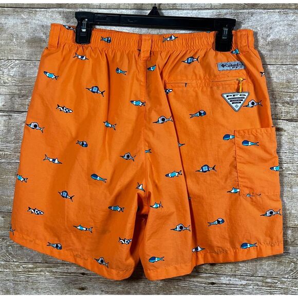 COLUMBIA PFG PULL ON FISH PRINT SWIM TRUNKS OMNI-SHADE LINED SIZE MEDIUM - Picture 2 of 7